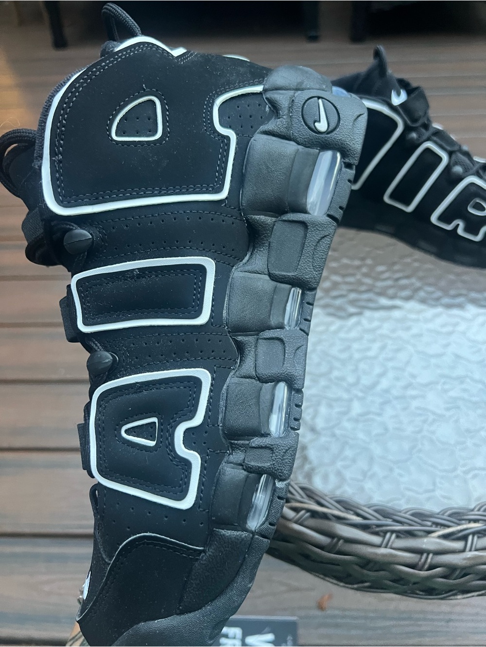 Nike Men Black and White AIR Uptempo Sneakers - Picture 6 of 6